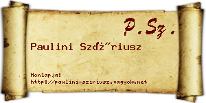 Paulini Szíriusz névjegykártya